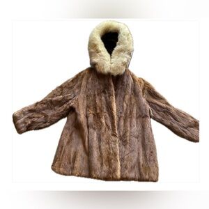 Short hooded fur coat size M